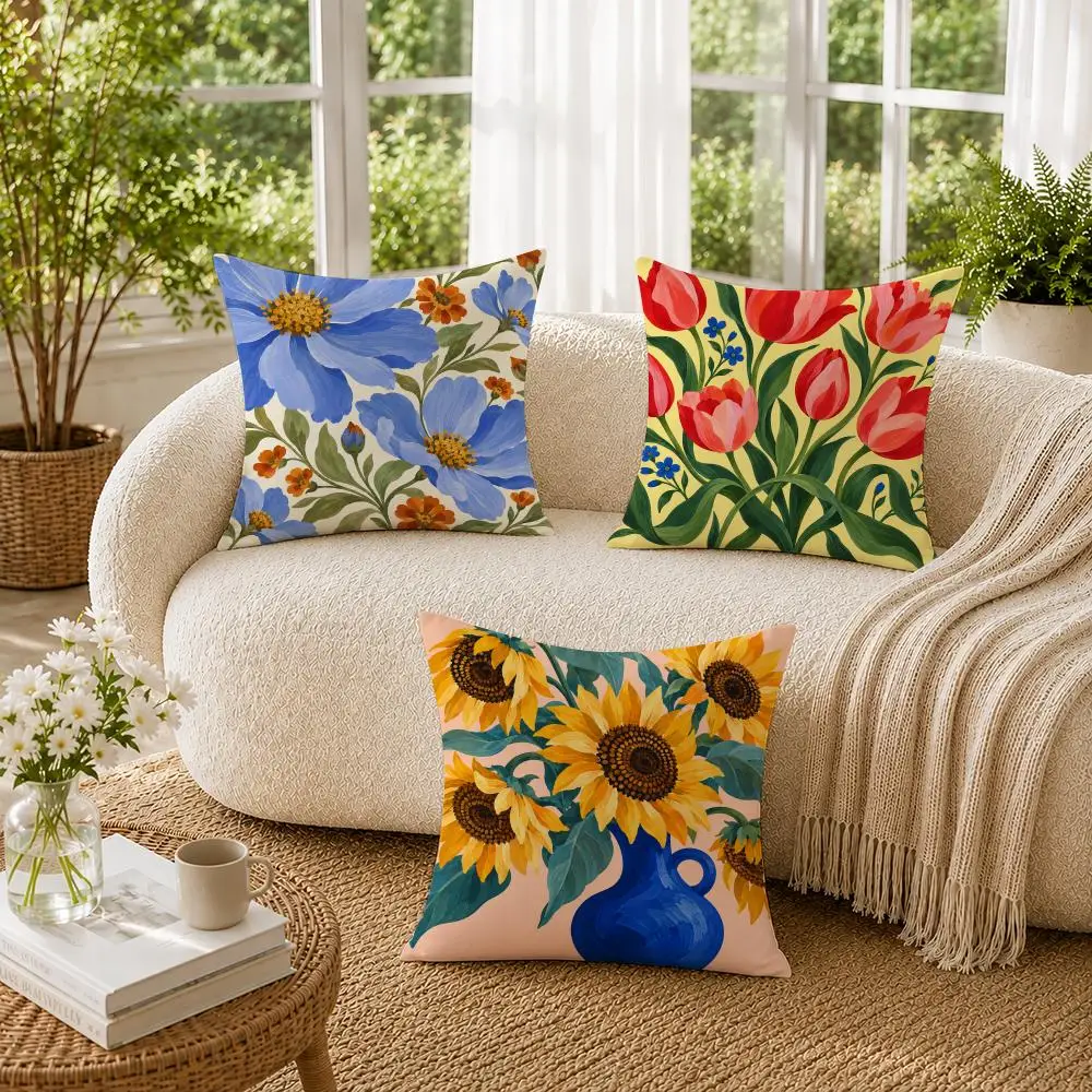 Flower Popular Nordic Style Cushion Cover Soft Short Plush Pillow Cases Hidden Zipper Cutecore Sofa Bedroom Home Decor Gift