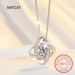 D Color VVS1 EX 1CT Moissanite Clover Necklace Geometric Neck Chain for Women Wedding 925 Sterling Silver Elegent Jewelry MSN002
