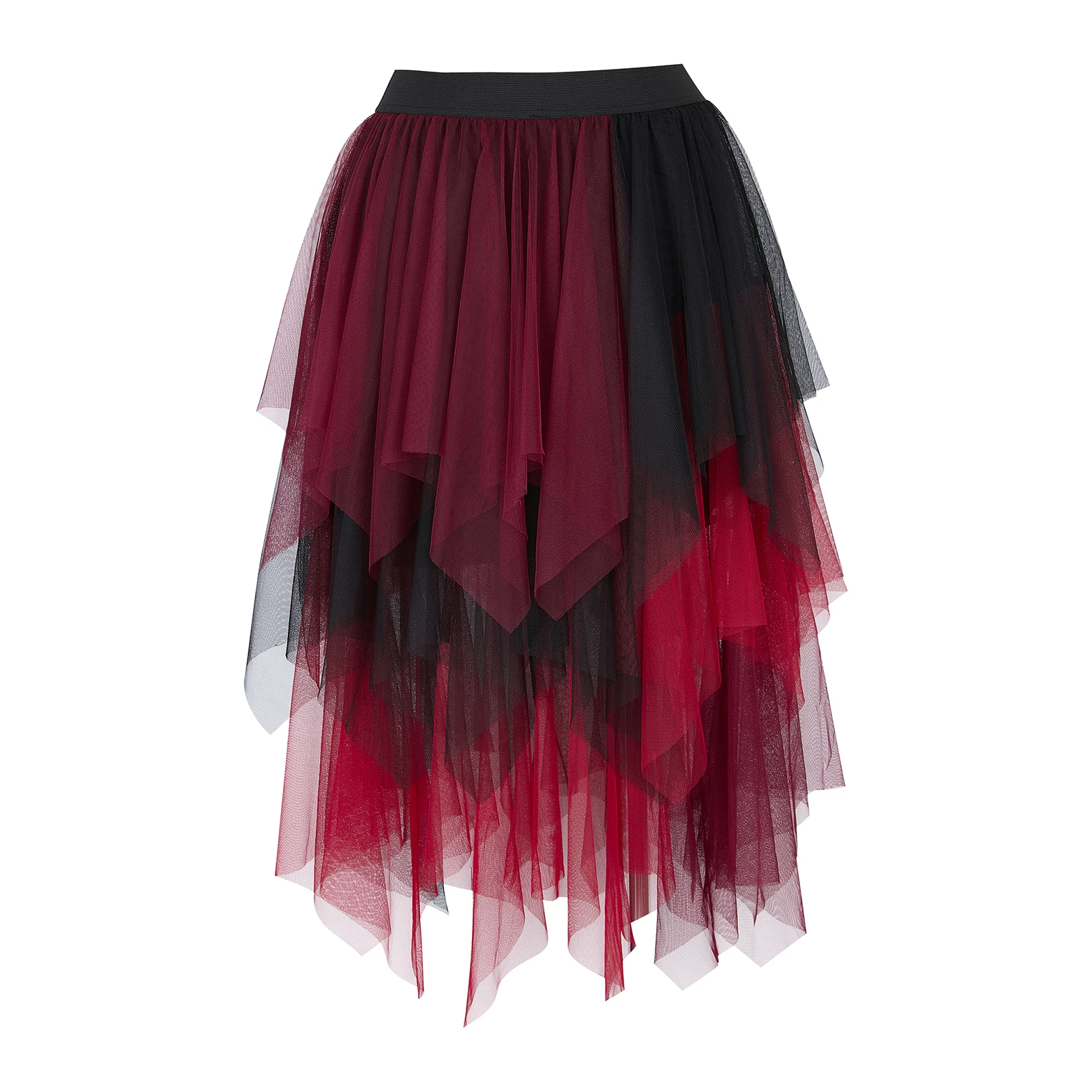 

Skirt For Women Layered Tulle Irregular Midi Skirts Gradient Color Mesh Skirts