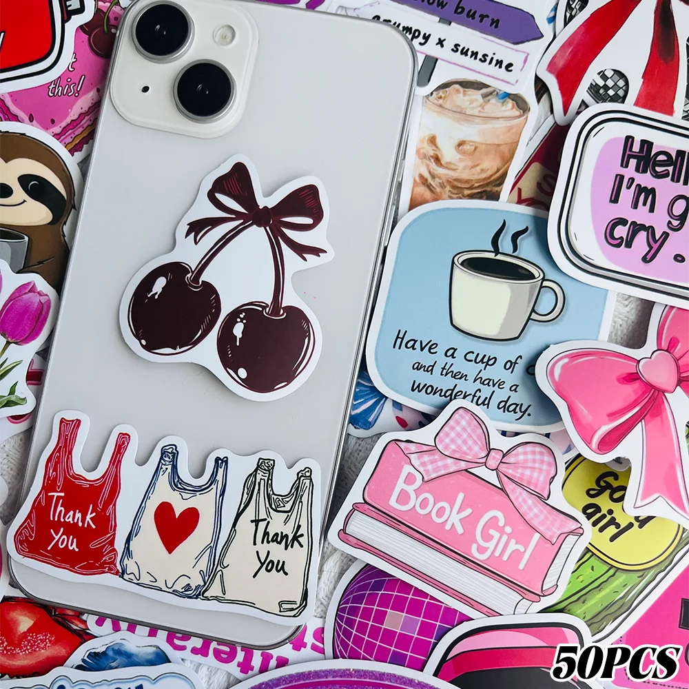 50PCS Inspirational Girl Stickers Personality Creative Trend DIY Fine Decorative Stickers Scrapbook Luggage  Popular Decals
