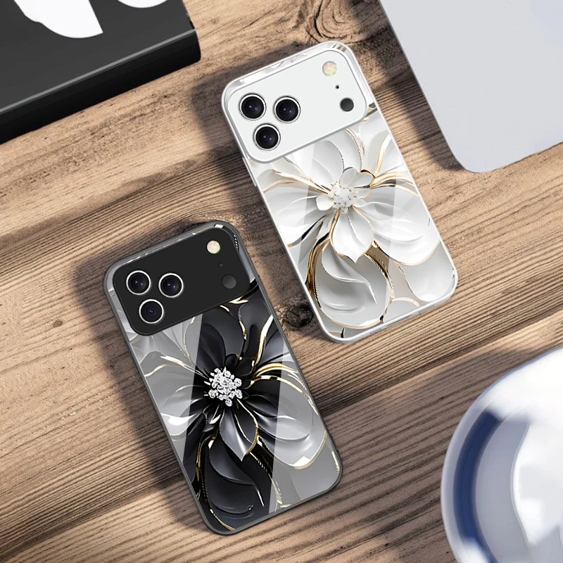 Elegant purple flowers For iPhone 17 Air 16 E 15 14 13 Plus 12 mini 11 17 Pro Max XR Xs Max 16E 7 8 Tempered Glass Phone Case - view 5