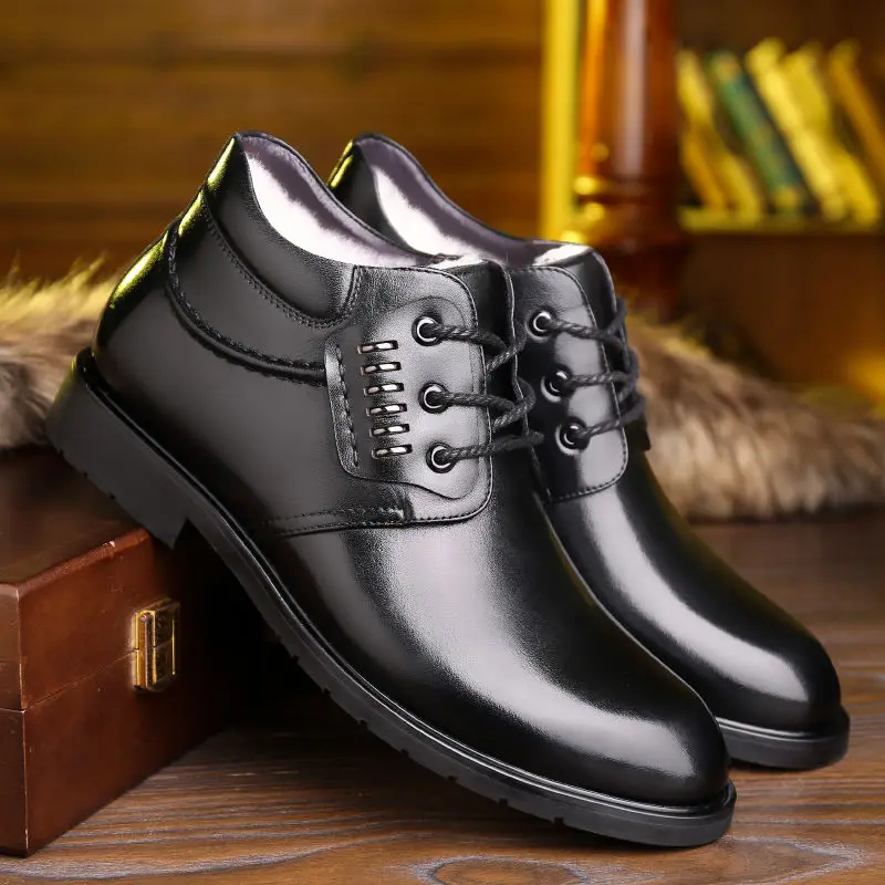 New Winter Boots Men Genuine Leather Shoes Warm Plush for Cold Winter Mens Ankle Boots Brand Male Footwear 2020 hju78