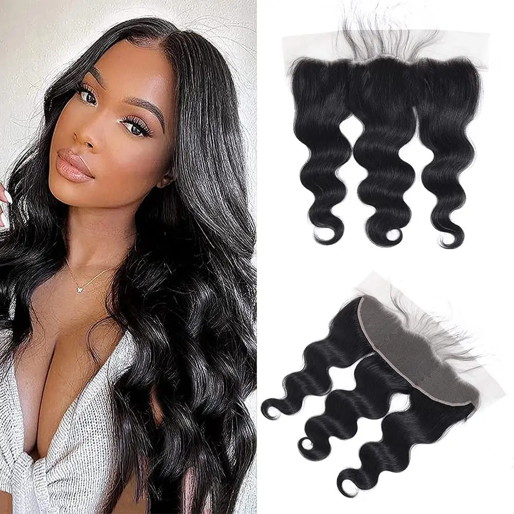 Alimice 13x4 Lace Frontal Human Hair Body Wave Ear to Ear Unprocessed Virgin Hair Lace Frontal Pre-Plucked with Baby Hair