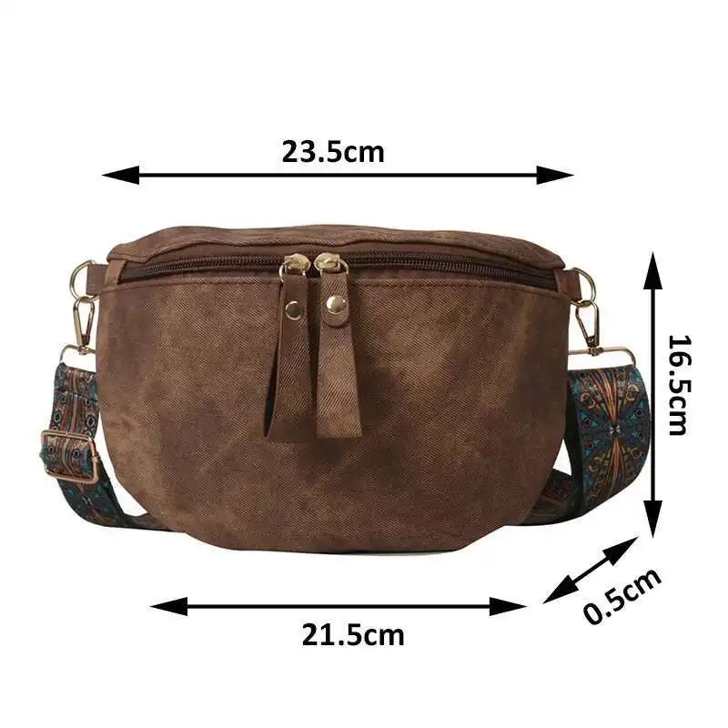 Elegante borsa a tracolla Hobo tinta unita firmata borsa da petto da donna in pelle PU marsupio con tracolla larga moda marsupio da donna