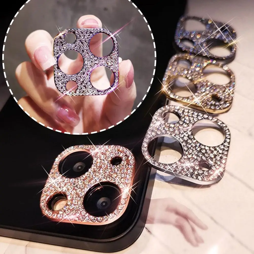 For IPhone 16 3D Rhinestone Glitter Camera Lens Protector Metal Camera Cover Lens Slim Crystal Protector Lens Decoration X9Y6