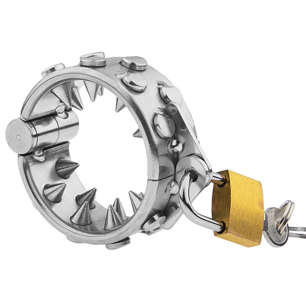 Adult toys, sex toys, SM metal stainless steel penis ring, dildo, fixation ring, nail, tooth, needle, masochism, D-082