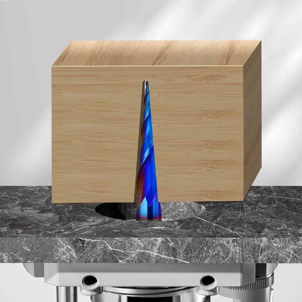 1/4"Shank 8mm Shank Taper 1PC Tungsten Steel Drill Bit Nano Blue Coated Cutter Carbide Router Bit CNC End Milling Bit