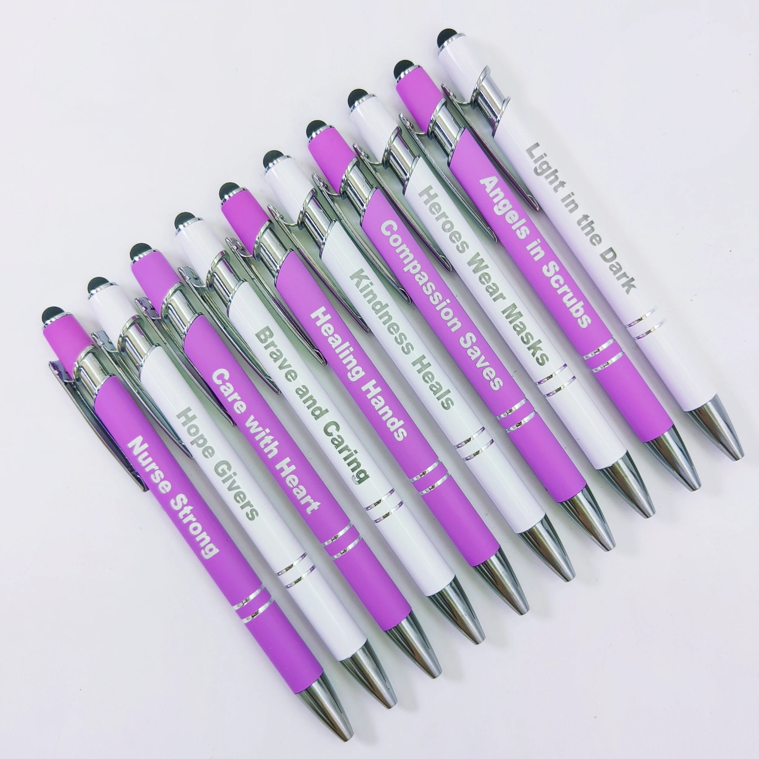 

7pcs/11pcs medical writing phrase lettering ballpoint pen purple white nurse pen office gift pen