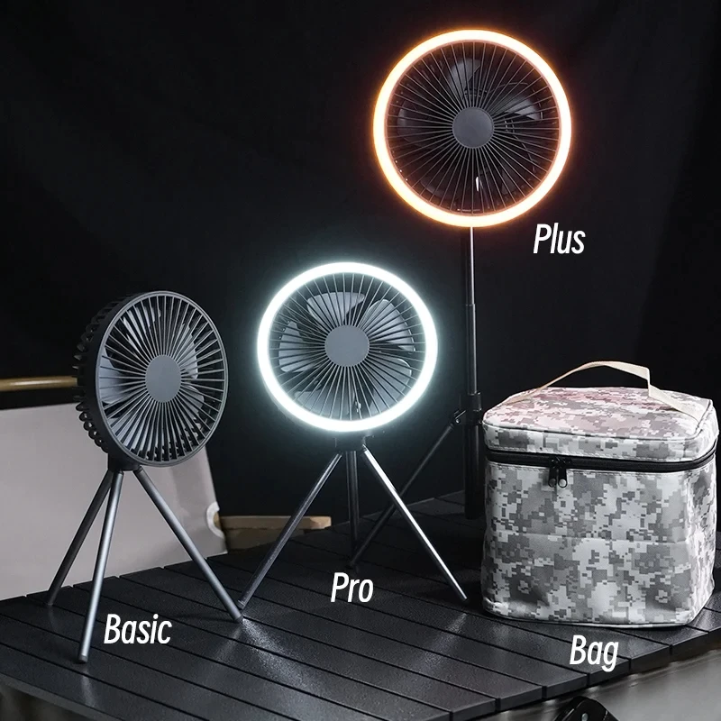 

10000mAh Camping Fan Rechargeable Desktop Portable Air Circulator Wireless Ceiling Electric FanLED Lighting