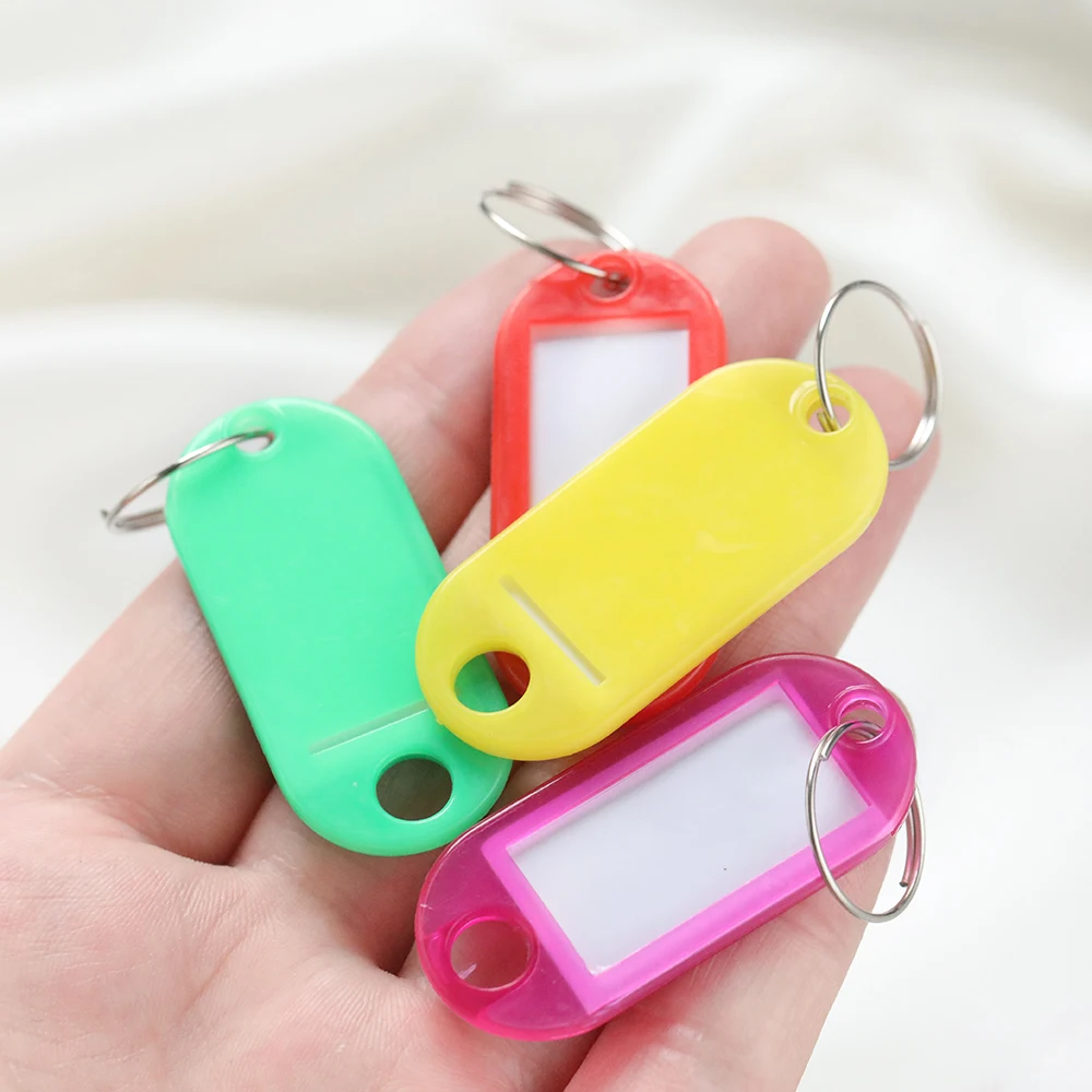 10/50Pcs Colored Plastic Key Tags | With Card Label for DIY Keychain, Luggage Tag & Hotel Number Identification image 5
