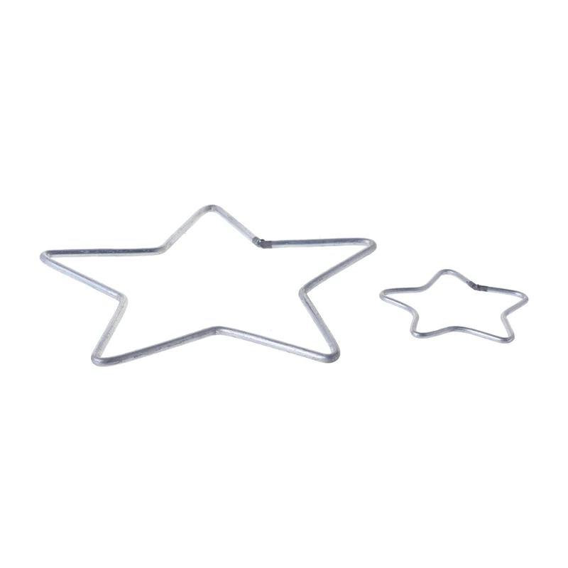 Star Dream Catcher Ring Silver Stars Shaped Wire Wreath Macrame Frames for Independence Day Garland Making Supplies