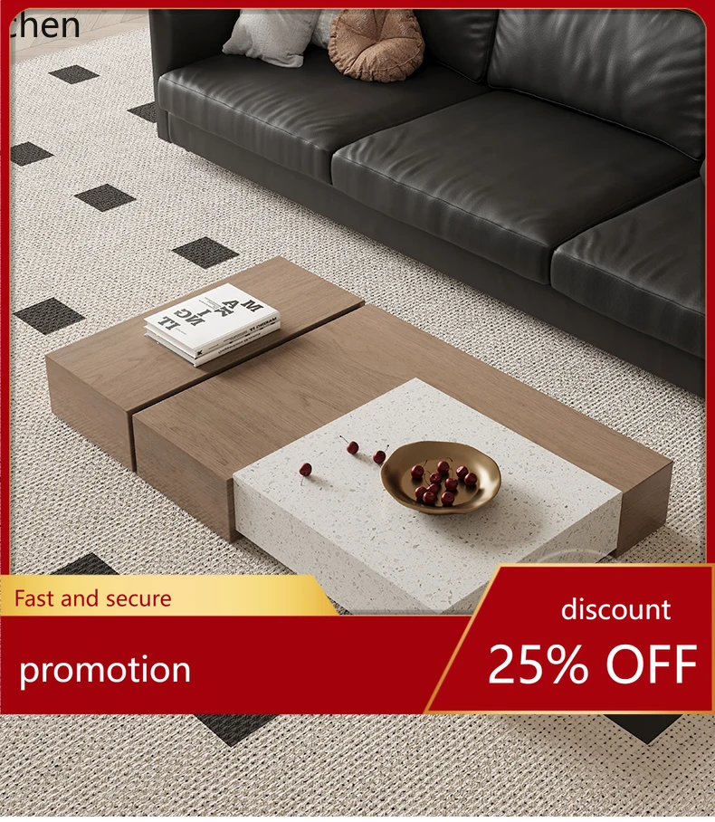 HXL Coffee Table Living Room Marble Terrazzo High-End Coffee Table Set