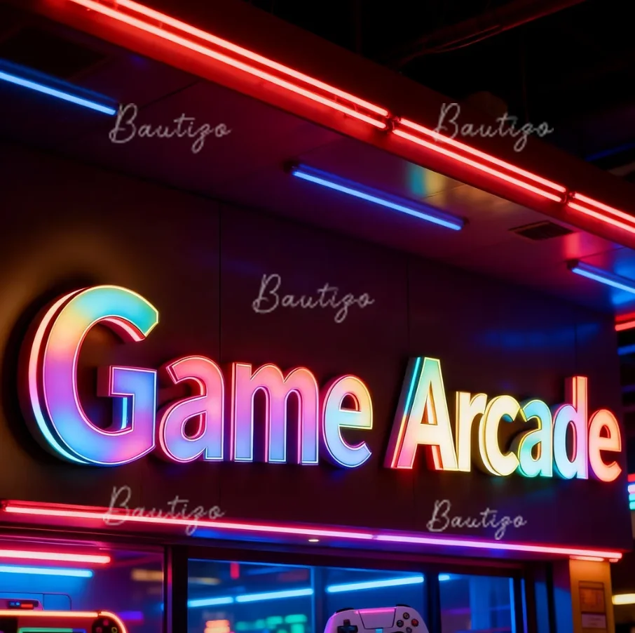 

Индивидуальные 3D-буквы с RGB-подсветкой для вывесок компаний, настенных табличек, игровых залов, наружной рекламы, полноцветные светящиеся буквы для бизнеса и аркад.