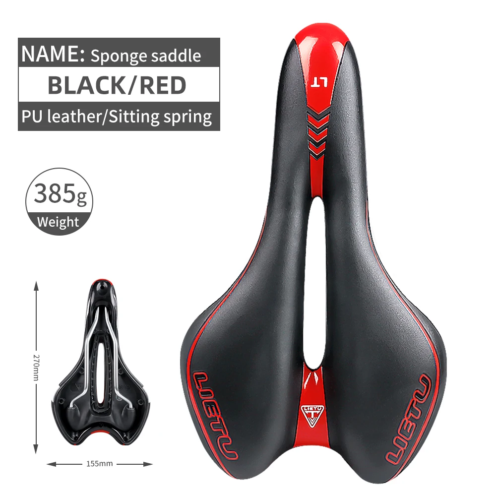 

X-TIGER Bicycle Saddle MTB Mountain Road Bike Seat PU Leather Sponge Cycling Cushion Comfortable Shockproof Bike Saddle Red