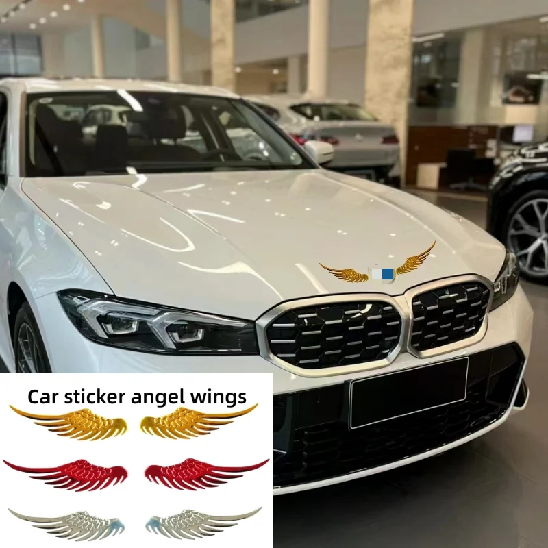 

1pair Car Auto Motorcycle Body Sticker 3D Eagle Angel Wings Badge Style ABS Decals Silver/Gold Exterior Accessories