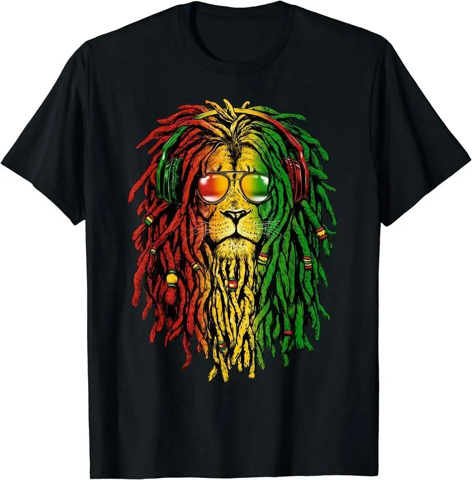 New Rasta Reggae Lion Sunglasses Art for Rastafari Unisex Funny T-Shirt USA