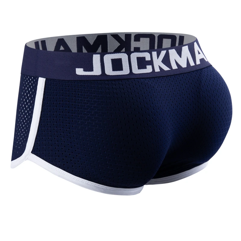 Jockmail Sexy Men Padded Underwear Mesh Boxer Briefs Buttocks Lifter Enlarge Butt Push Up Pad Underpants Penis Pouch Panties