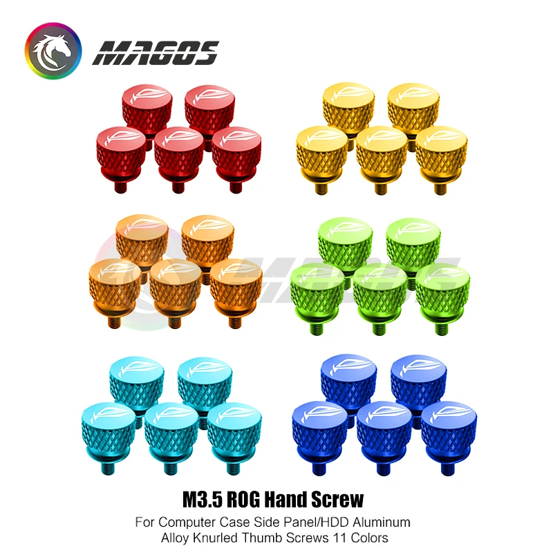 Computer Case M3.5 Screws Hand Twisting Step Thumb Knurled ROG Logo PC Beautify MOD Part 11 Colors,5Pcs