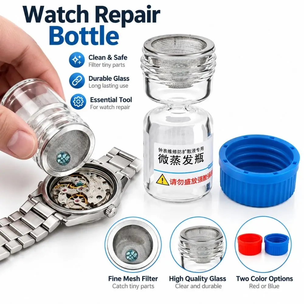 Mesh Anti Diffusion Watch Repair Bottle Sealed Screw Cap Micro Evaporation Bottle Special Oil Container Glass