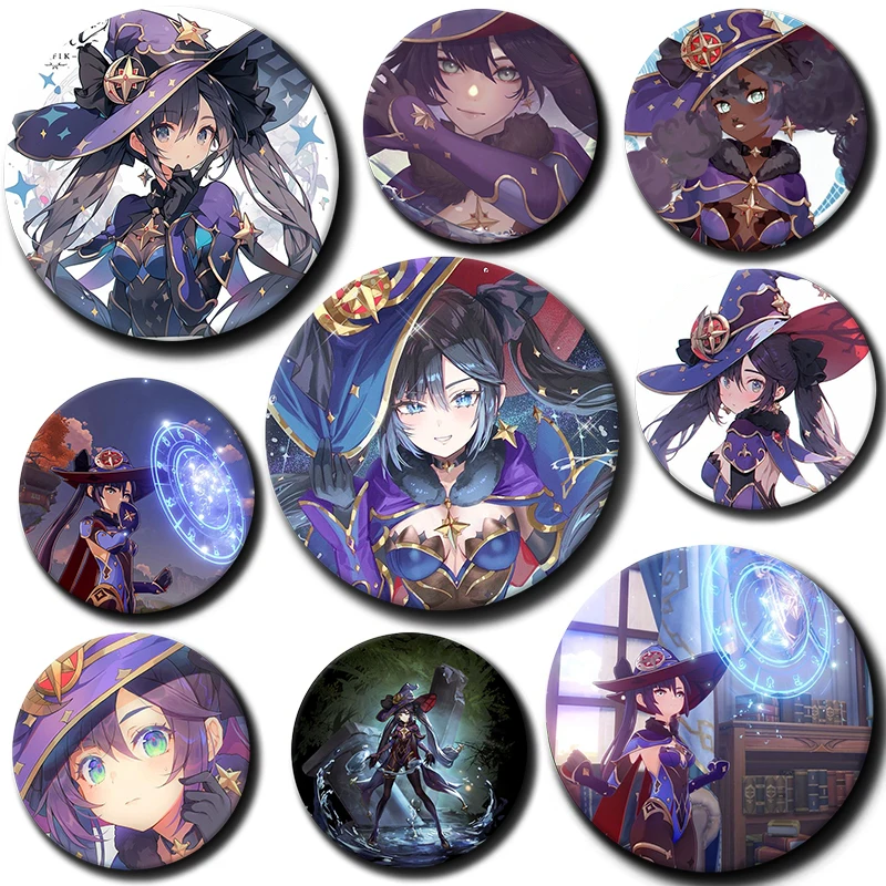 

58mm Cartoon Character Mona Soft Button Pin Tinplate Badge Anime Mona Brooch Creative Badge for Backpack Clothes Decoration Gift
