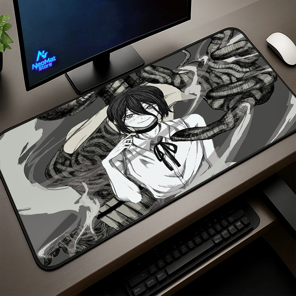 

Удлиненный коврик Chain Man Reze, украшение компьютерного стола, игровой длинный коврик, черный коврик для клавиатуры 90x50, 40x45 см, коврик для мыши нестандартного размера, аниме