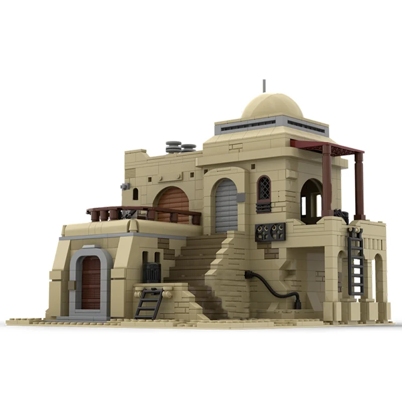 1207pcs MOC SW Tatooine Mos Eisley Villa 1 Star Battle Model Building Blocks Bookshelf Decor, Home Decor For Kids Birthday Gift