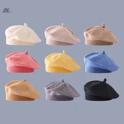 Fashion Cute Baby Knitted Beret Hat Solid Color Children's Warm Hats Autumn Winter Cap For Kids Outdoor Bonnet Accessories Gift