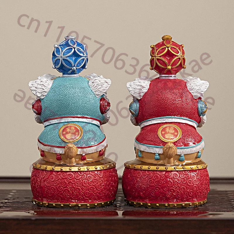 Creative Color Changing Lion Figurine Decoration Chinese Mascot Resin Process Cute Home Tea Table Office Wealth Luck Decor