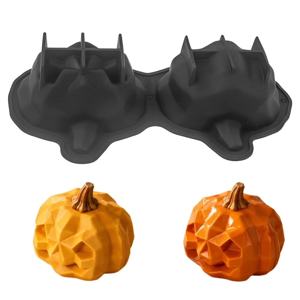 Halloween Pumpkin Chocolate Mold 2/6-Cell Halloween Jack-o '- lantern Design Silicone Mousse Cake Mould Kitchen Dessert Tools