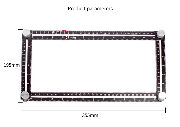 NEW Four-sided Folding Ruler Multi-function Ruler Polygon Transformation Multi-purpose Woodworking Tile Ruler Positioning