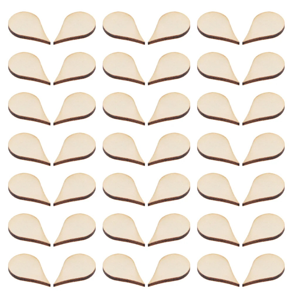 

200Pcs Water Drop Shape Wooden Pieces Unfinished Blanks DIY Craft Supplies Teardrop Cutouts Embellishments 15mm