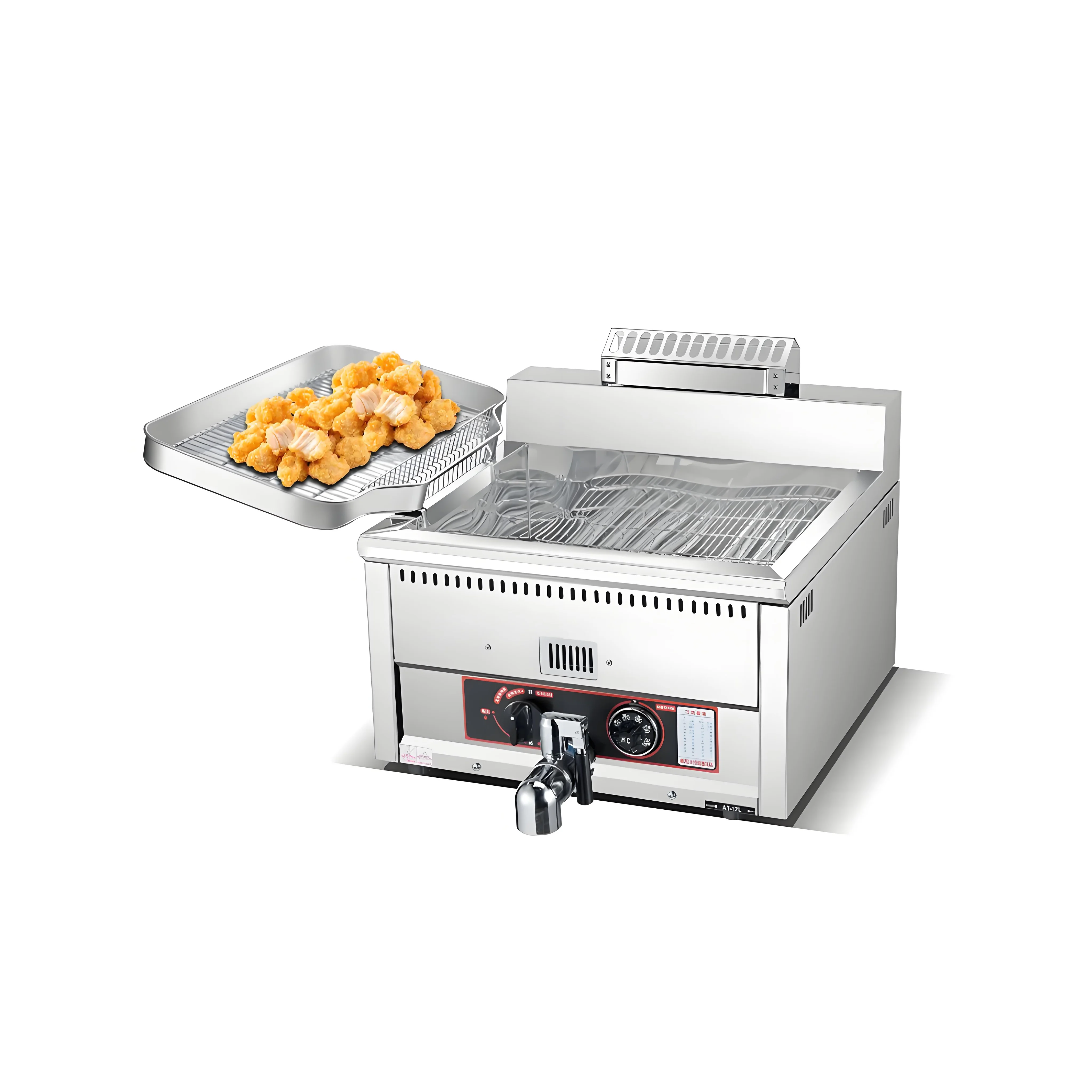 High Quality 12L/15L/17L Single Cylinder Gas Fryer with Temperature Control Stainless Steel Gas Fryer Chicken Potato Chips Fryer