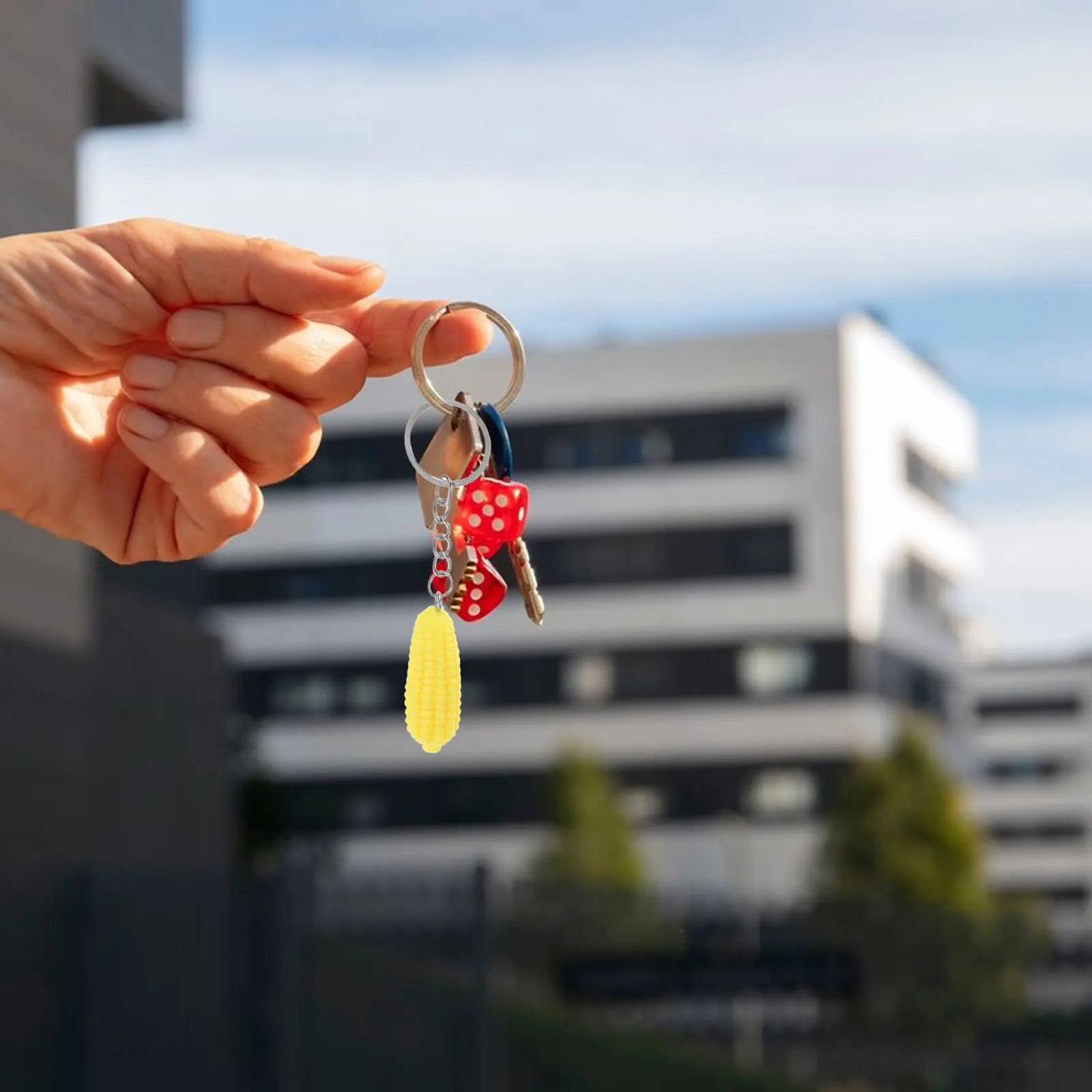 4Pcs Corn Keychain Realistic Food Prop Mini Vegetable Keyring Funny Bag Charm for Kids Adults Educational Accessory