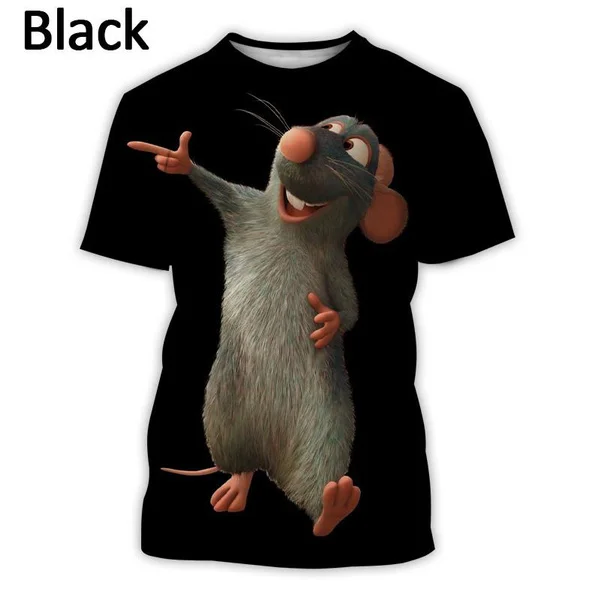 2024 New Hot Selling American Cartoon Ratatouille Remy 3D Printing Men\'s Short-sleeved T-shirt