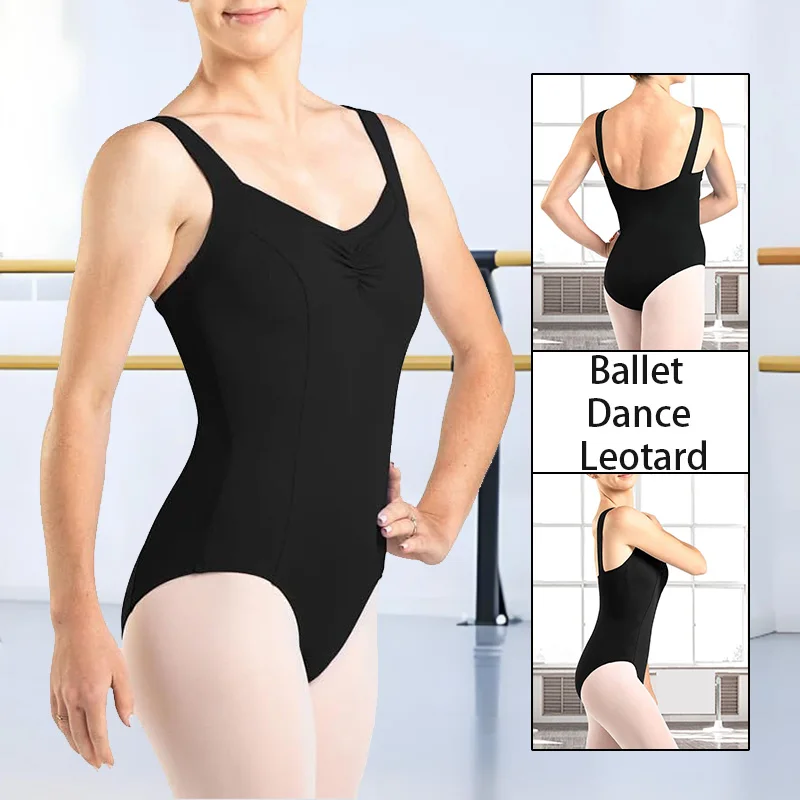 المرأة اتسعت الأشرطة الكلاسيكية الأساسية أكمام بروتيل الباليه ملابس رقص الجمباز للكبار الرقص تانك القمم مع بطانة أمامية ناعمة