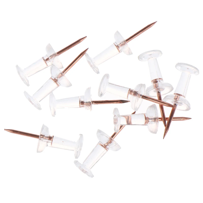 100pcs Push Pins Thumb Thumbtack Board Pins Drawing Photo Wall Studs Office School Supplies Transparent Rose Gold