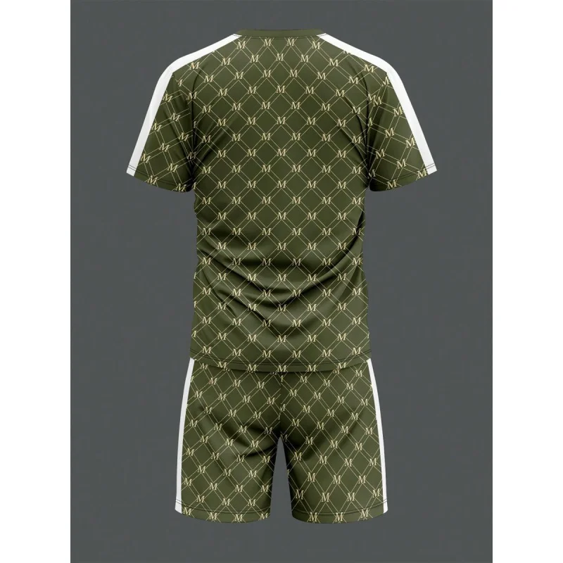 Men's Printed Short Sleeve T-Shirt And Shorts Set - Minimalist And Fashion, Suitable For Summer