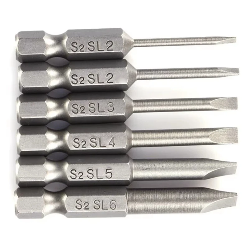 

A19F-50Mm Plug Screwdriver Drill Bit S2 Alloy Steel Flat Head Slot Magnetic Screw Manual Repair Kit Tool 6Pcs