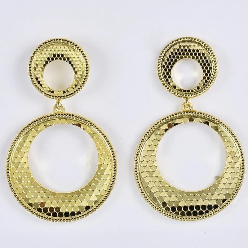 Carline  925 Sterling Silver 18k Gold Plated Special Double Circle Geometric Zircon Chunky Earrings Women Jewelry