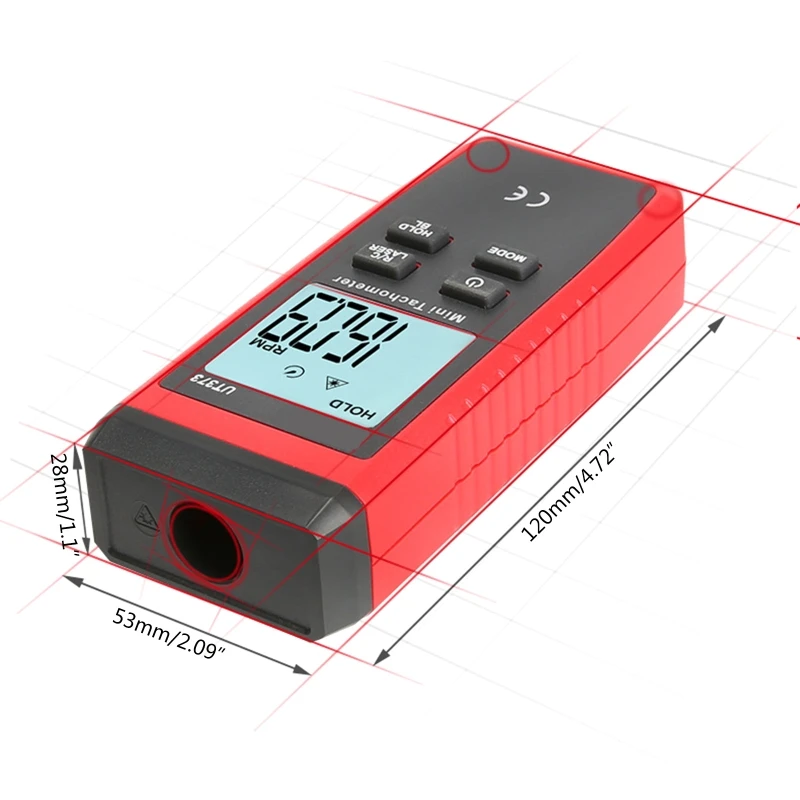 ipiip مقياس سرعة الدوران LCD الرقمي عدم الاتصال UT373 مقياس سرعة الدوران لمروحة المحرك الكهربائية