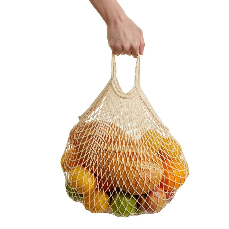 Supermarket Shopping Net Bag, Portable Foldable Cotton Net Bag, Vegetable and Fruit Net Bag, Lightweight Storage Net Bag