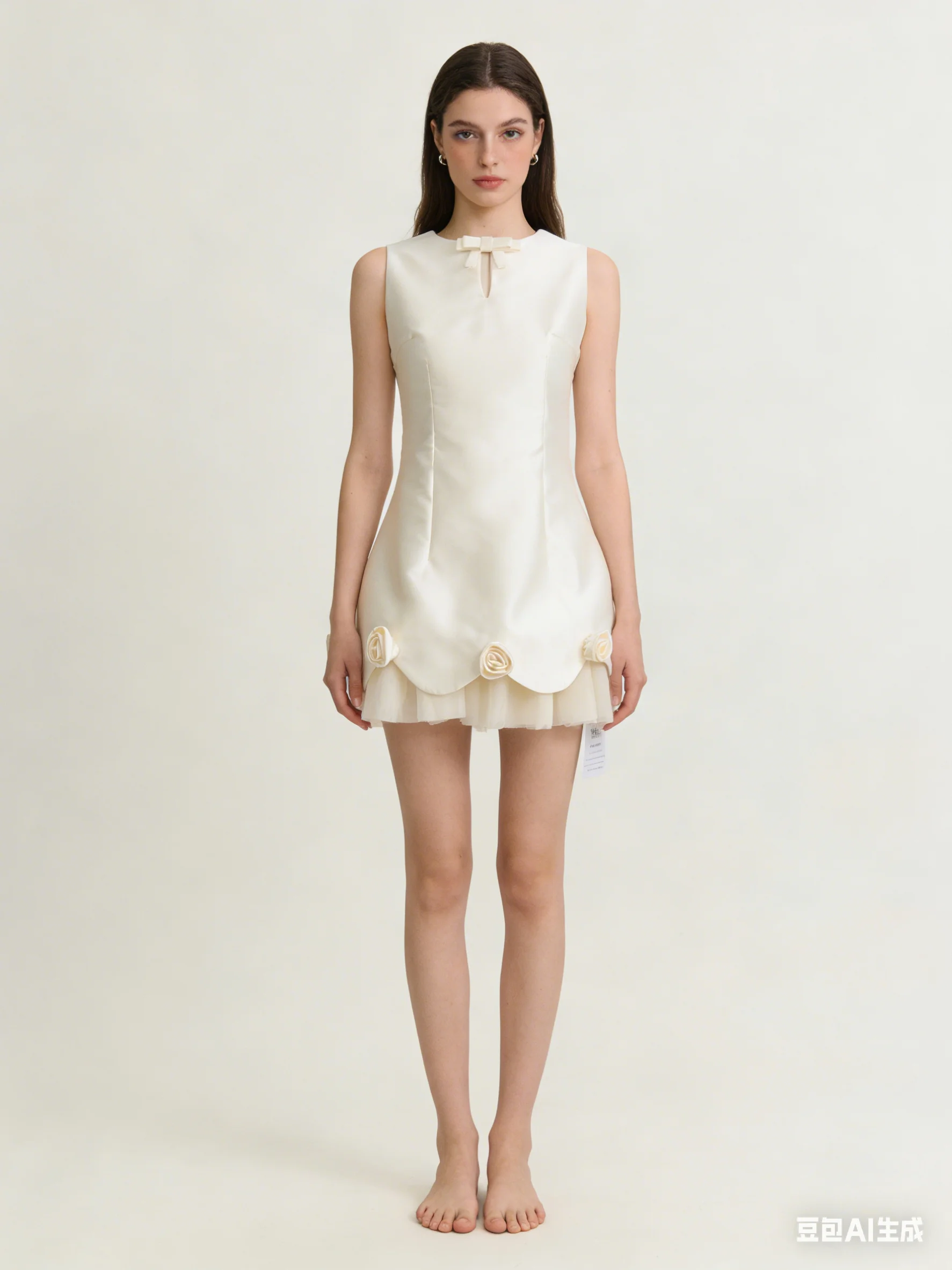 Women'S Fashion Nova Dresses - Nova Women White 3D Rose Sleeveless
