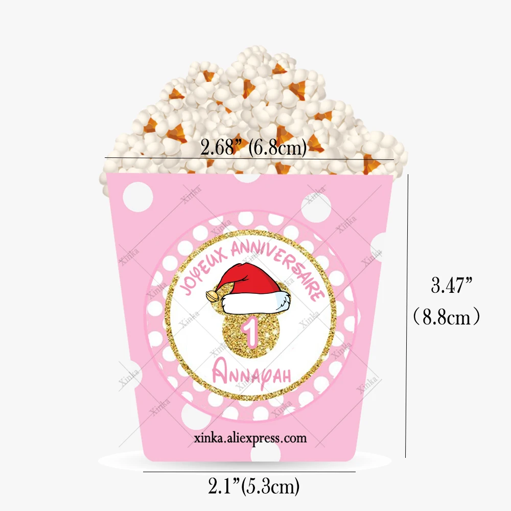 العرف ورقة صغيرة الفشار كأس صناديق الكرتون كعكة توبر تسمية مستديرة المعمودية فستان صندوق الأطفال حفلة عيد ميلاد الديكور #2