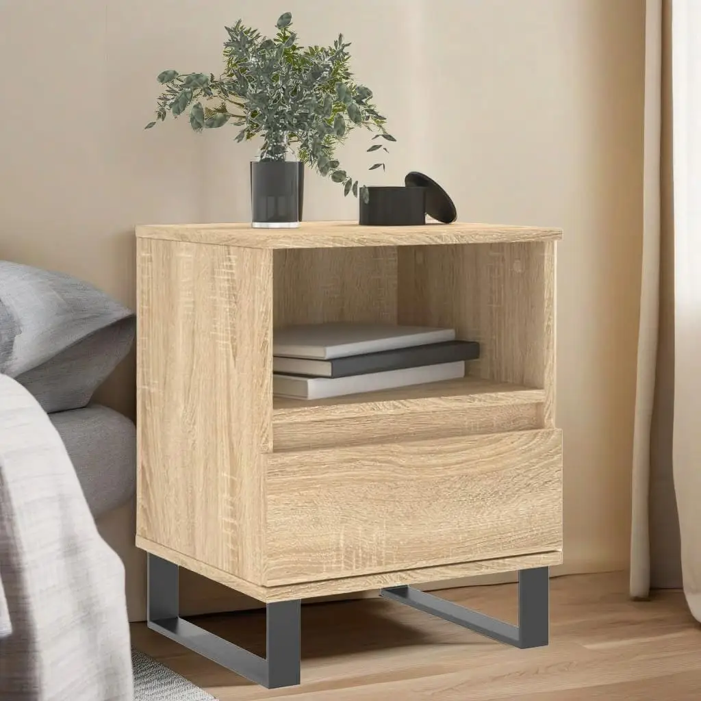 Set of 2 Sonoma Oak Bedside Cabinets - 40x35x50 cm Engineered Wood Nightstands