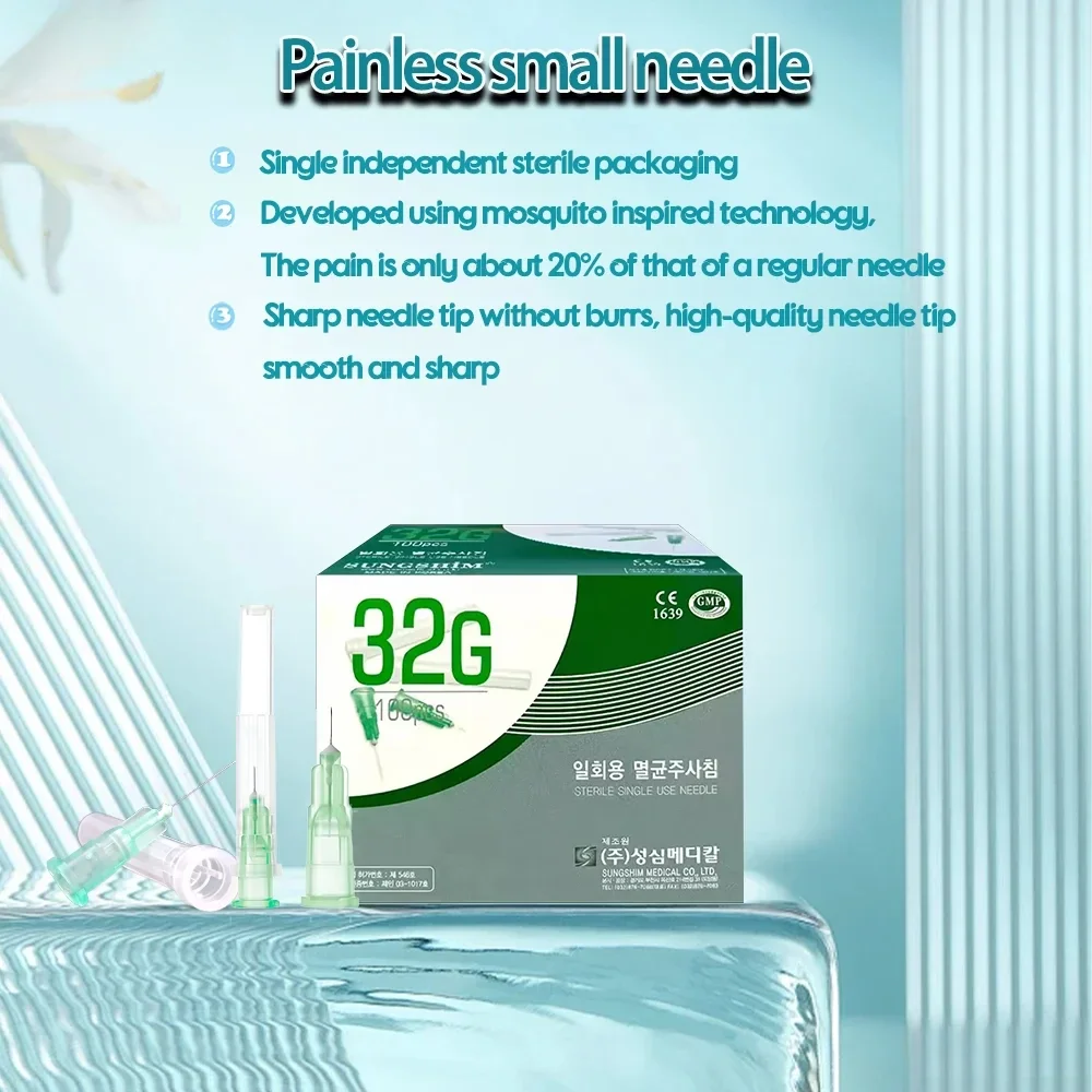 

100pcs Medical disposable painless small needle 34G 32G 31G 30G/30MM 13MM 25MM 6MM 1.5MM 2.5mM microplastic injection for cosm