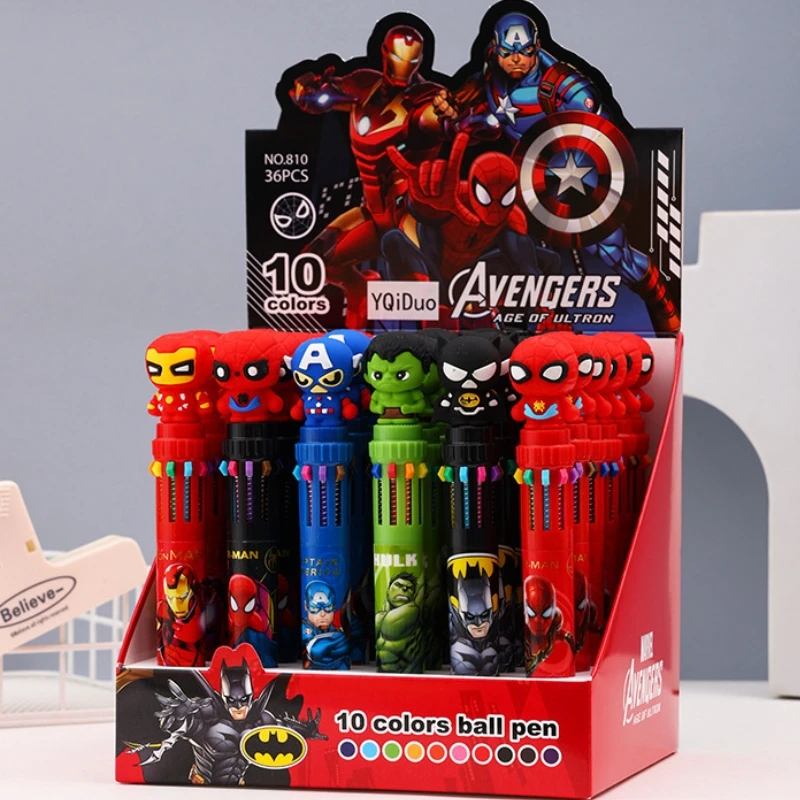 

6/36pcs Cartoon The Avengers Doll 10 Colors Ballpoint Pen Cute Cartoon Gel Pen Student Supplies Stationery Wholesale