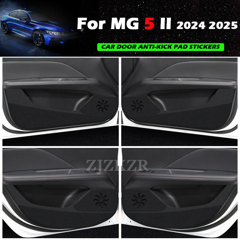 

For MG 5 II 2024 2025 Car Door Anti Kick Pad Carbon Fiber Leather Protection Film Protector Stickers Trim Interior Accessories