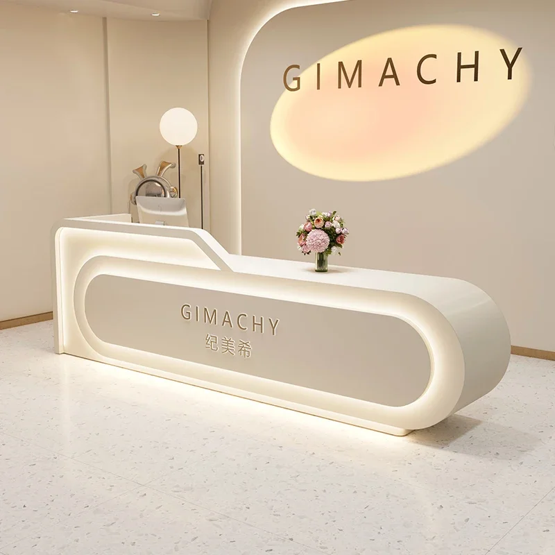 Modern Cream-style Reception Desk Beauty Salon Yoga Studio Customer Consultation Front Desk Hotel Workbench Office Furniture FYR