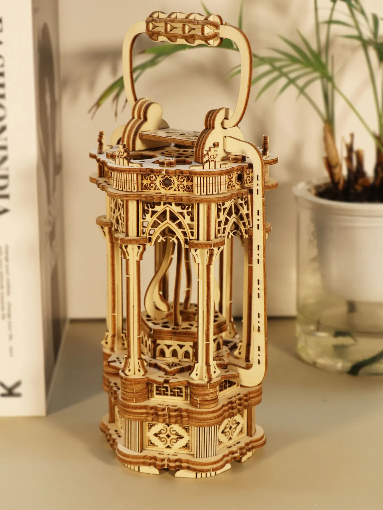 3D-Holzpuzzles zum Selbermachen, rotierende Vintage-Laterne, praktische Aktivität, Schreibtischdekoration, Geschenke für Weihnachten – Detail 5