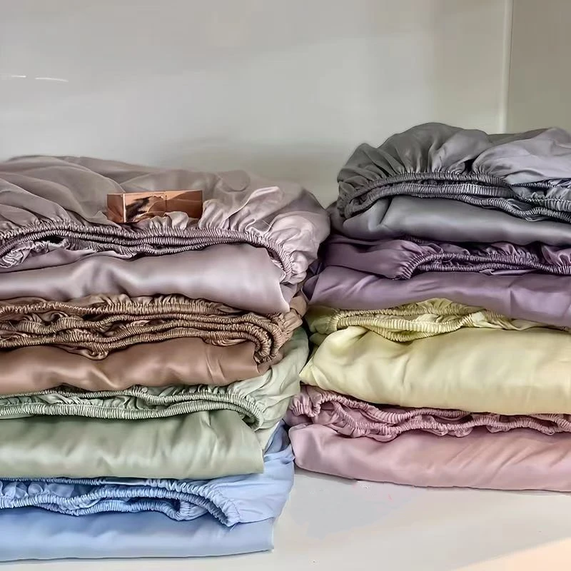 

100s 100% Eucalyptus Lyocell Fitted Sheet Twin Queen King Mattress Cover With Elastic Band Single Double Bed Sheet Pillowcase